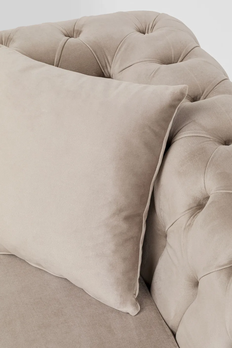 Narożnik Prawy Welurowy Pikowany Taupe Glamour 240x180 Cm Nogi Czarne*KARE Design New