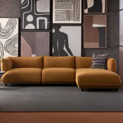 Narożnik Prawy W Kolorze żółtym Tkanina Pluszowa 302x160 Cm*KARE Design Hot