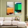 Obraz Abstrakcyjne Kształty Ręcznie Malowany 73x143 Cm Zielony*KARE Design