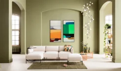 Obraz Abstrakcyjne Kształty Ręcznie Malowany 73x143 Cm Zielony*KARE Design