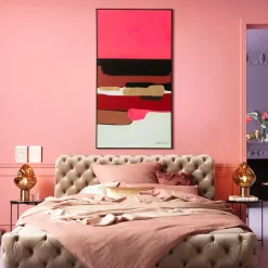 Obraz Abstrakcyjne Kształty Ręcznie Malowany 73x143 Cm Różowy*KARE Design Best