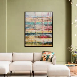 Obraz Abstrakcyjny Kolorowy Z Czarną Ramą 80x100 Cm*KARE Design