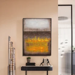 Obraz Abstrakcyjny Ręcznie Malowany żółty 90x120 Cm*KARE Design