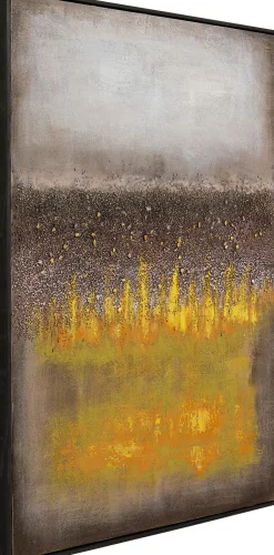 Obraz Abstrakcyjny Ręcznie Malowany żółty 90x120 Cm*KARE Design