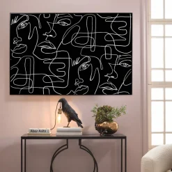 Obraz Czarno-biały Twarze Abstrakcyjne Rama Z Aluminium 150x100 Cm*KARE Design Clearance