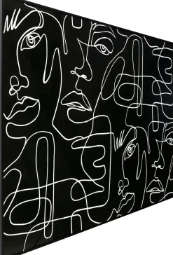 Obraz Czarno-biały Twarze Abstrakcyjne Rama Z Aluminium 150x100 Cm*KARE Design Clearance