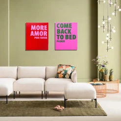 Obraz Czerwony Z Różowym Napisem More Amor Por Favor 40x50 Cm*KARE Design New
