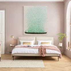Obraz łódź I Zielone Kwiaty 120x160 Cm Beżowe Tło*KARE Design Online