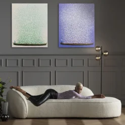 Obraz łódź I Zielone Kwiaty 80x100 Cm Beżowe Tło*KARE Design Sale