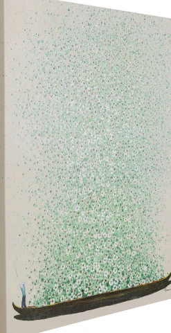 Obraz łódź I Zielone Kwiaty 80x100 Cm Beżowe Tło*KARE Design Sale