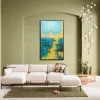 Obraz Do Salonu Duży Ręcznie Malowany Odcienie Niebieskiego 125x215 Cm*KARE Design Discount