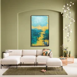 Obraz Do Salonu Duży Ręcznie Malowany Odcienie Niebieskiego 125x215 Cm*KARE Design Discount