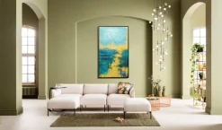 Obraz Do Salonu Duży Ręcznie Malowany Odcienie Niebieskiego 125x215 Cm*KARE Design Discount