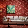 Obraz Do Salonu Odcienie Zieleni Detale Ręcznie Malowane 100x100 Cm*KARE Design Online