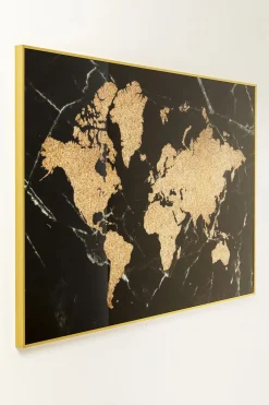 Obraz Duży Czarno-złoty Mapa świata Front Szklany 150x100 Cm*KARE Design Best