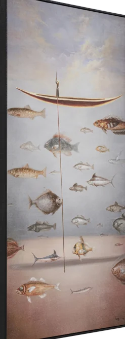 Obraz Kolorowy łódka I Ryby Rama Czarna 60x120 Cm*KARE Design Online