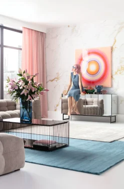 Obraz Kolorowy Płótno Bawełniane Okręgi 120x120 Cm*KARE Design Hot