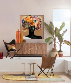 Obraz Kwadratowy Kolorowy Rama Czarna Z Aluminium 120x120 Cm*KARE Design