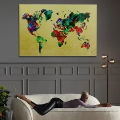 Obraz Metallic Colourful Map 150x100 Cm Kolorowy*KARE Design Hot