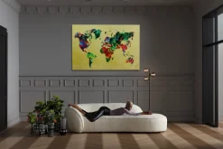 Obraz Metallic Colourful Map 150x100 Cm Kolorowy*KARE Design Hot
