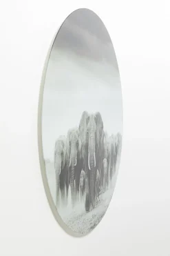 Obraz Szklany Szary Okrągły Ø120 Słonie*KARE Design Clearance