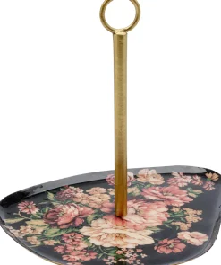Patera Stalowa Z Uchwytem Motyw Kwiatowy 27x23 Cm*KARE Design Discount