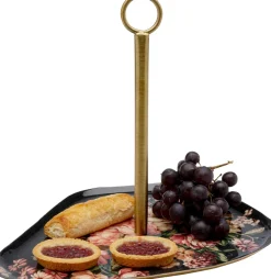 Patera Stalowa Z Uchwytem Motyw Kwiatowy 27x23 Cm*KARE Design Discount