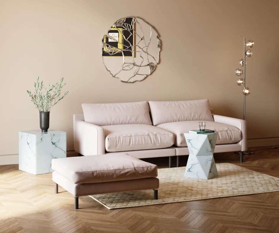 Podnóżek Discovery 102x102 Cm Kremowy*KARE Design Outlet