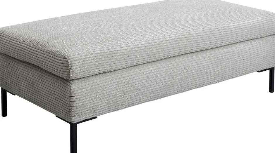 Podnóżek Szary Tapicerowany Na Czarnych Stalowych Nóżkach 130x62 Cm*KARE Design Discount