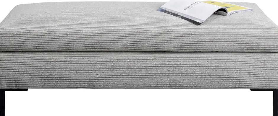 Podnóżek Szary Tapicerowany Na Czarnych Stalowych Nóżkach 130x62 Cm*KARE Design Discount