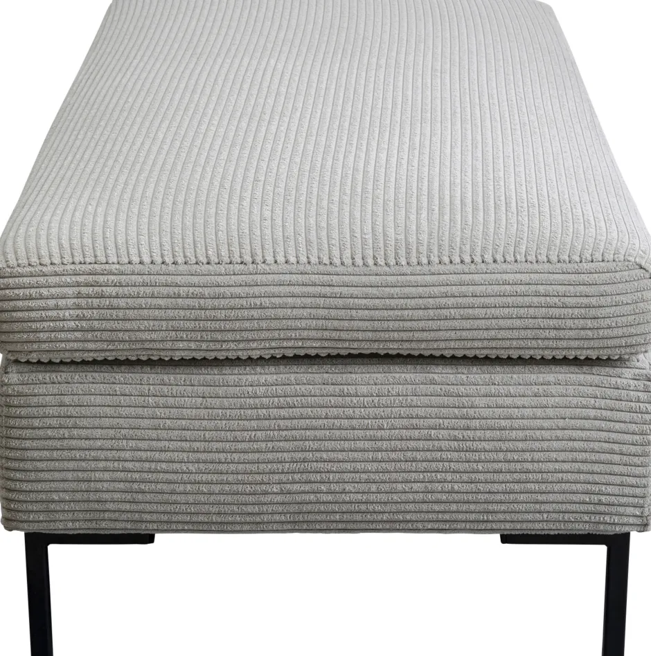 Podnóżek Szary Tapicerowany Na Czarnych Stalowych Nóżkach 130x62 Cm*KARE Design Discount