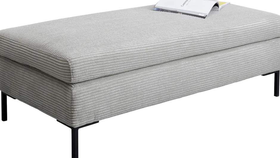 Podnóżek Szary Tapicerowany Na Czarnych Stalowych Nóżkach 130x62 Cm*KARE Design Discount