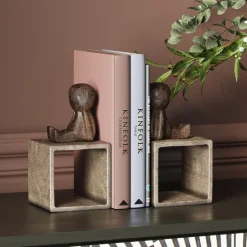 Podpórki Na Książki Little Males 2 El. 21x19 Cm Aluminium Brązowe*KARE Design Sale