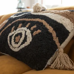 Poduszka Dekoracyjna Boho Z Frędzami 60x35 Cm Oko Czarno-beżowa*KARE Design Online