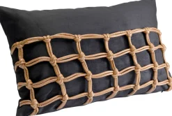 Poduszka Dekoracyjna Czarna 50x30 Cm Plecionka Brązowa*KARE Design Hot