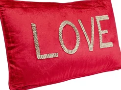 Poduszka Dekoracyjna Czerwona Aksamitna Z Napisem Love 60x35 Cm*KARE Design