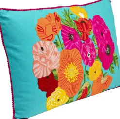 Poduszka Dekoracyjna Niebieska Z Kolorowymi Kwiatami 60x40 Cm*KARE Design Sale