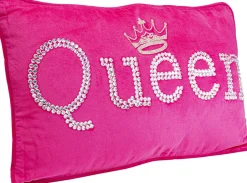 Poduszka Dekoracyjna Różowa Aksamitna Z Napisem Queen 60x35 Cm*KARE Design New