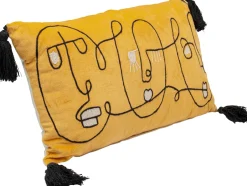 Poduszka Dekoracyjna żółta Z Frędzlami 60x35 Cm Twarze Artystyczne*KARE Design