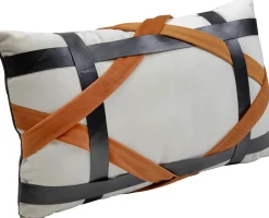 Poduszka Dekoracyjna Z Czarno-pomarańczowymi Pasami 50x30 Cm*KARE Design Outlet