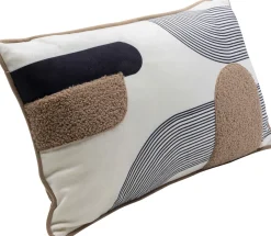 Poduszka Dekoracyjna Ze Wzorami I Lamówką Biało-brązowa 50x30 Cm*KARE Design Outlet