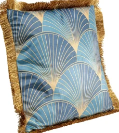 Poduszka Dekoracyjna Z Frędzlami 45x45 Cm Niebieska Liście*KARE Design New