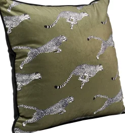 Poduszka Dekoracyjna Zielona Motyw Zwierzęcy Gepardy 45x45 Cm*KARE Design Outlet