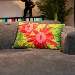Poduszka Dekoracyjna Zielona Kwiaty 60x40 Cm*KARE Design Hot