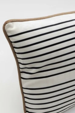 Poduszka Dekoracyjna Z Lamówką Biało-brązowa 50x30 Cm Czarne Wzory*KARE Design Sale