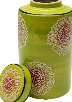 Pojemnik Dekoracyjny Porcelanowy Zielony Z Kwiatami Ø15x27 Cm*KARE Design