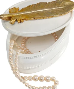 Pudełko Na Biżuterię Ava 13x9 Cm Biało-złote*KARE Design Discount