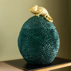 Pudełko Na Biżuterię Lub Kosmetyki Chameleon 34 Cm Zielono-złote*KARE Design Online