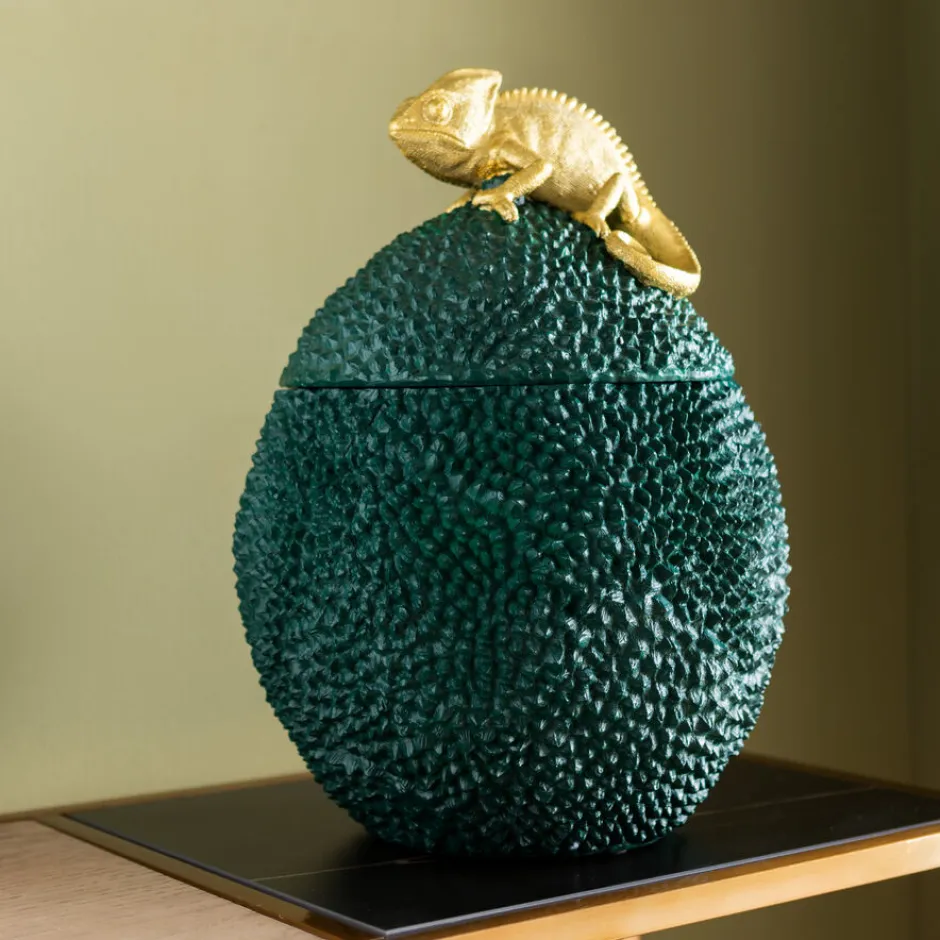 Pudełko Na Biżuterię Lub Kosmetyki Chameleon 34 Cm Zielono-złote*KARE Design Online