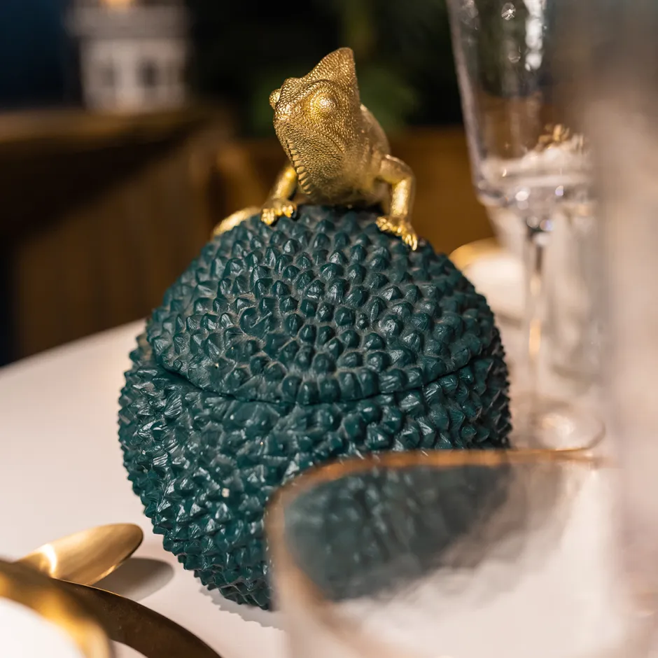 Pudełko Na Biżuterię Lub Kosmetyki Chameleon 20 Cm Zielono-złote*KARE Design Hot
